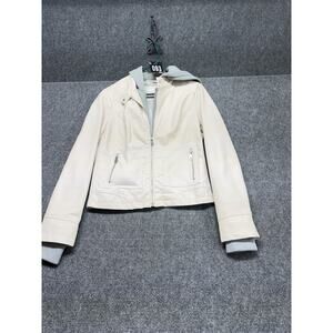 Ci Sono By Cavalini Faux Leather Jacket Women’s Size Small Pink Hooded